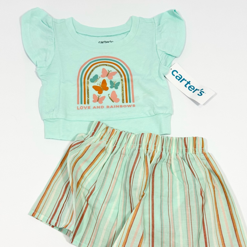 Carter's Baby Girls’ 2-Piece Skirt Outfit, Mint Green, Size 3 Months Nwt